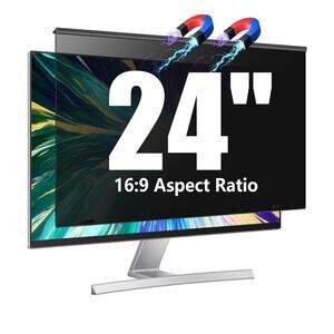 Magnetic Computer Monitor Privacy Screen 24" Anti Blue Light Shield Filter